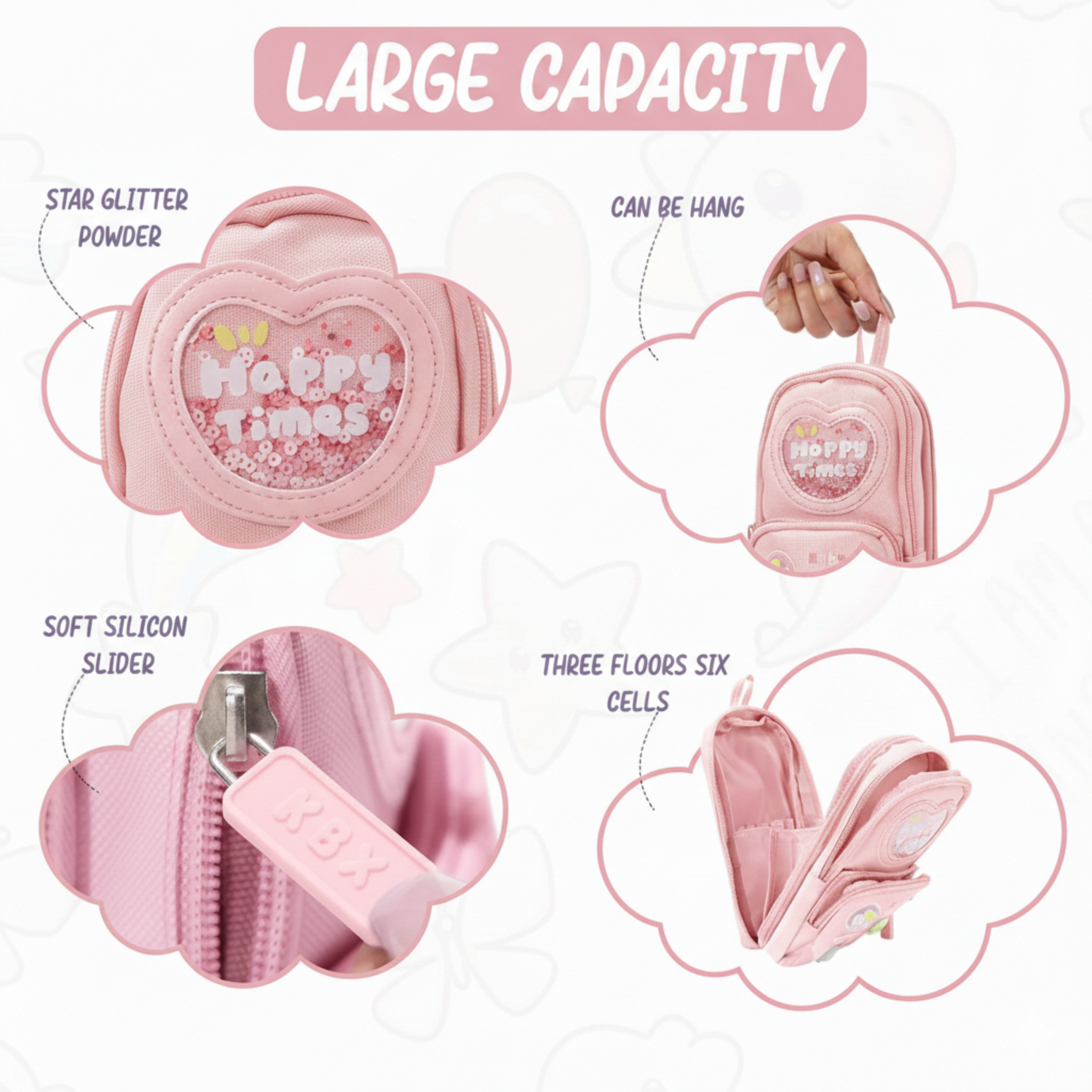 Viyaro Multi-Layer High Capacity Pink Pencil Case