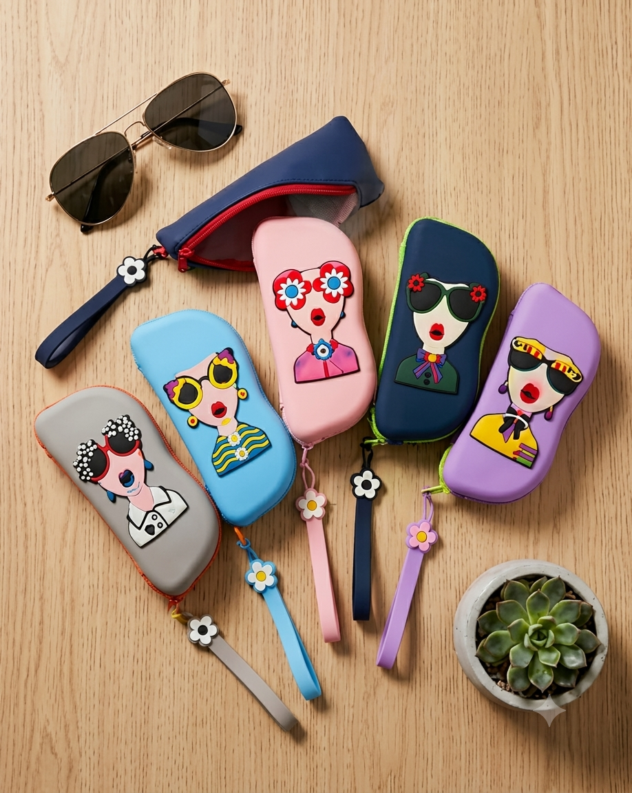 Chic Pop-Art silicon aesthetic Sunglass Case & Multipurpose Travel Pouch