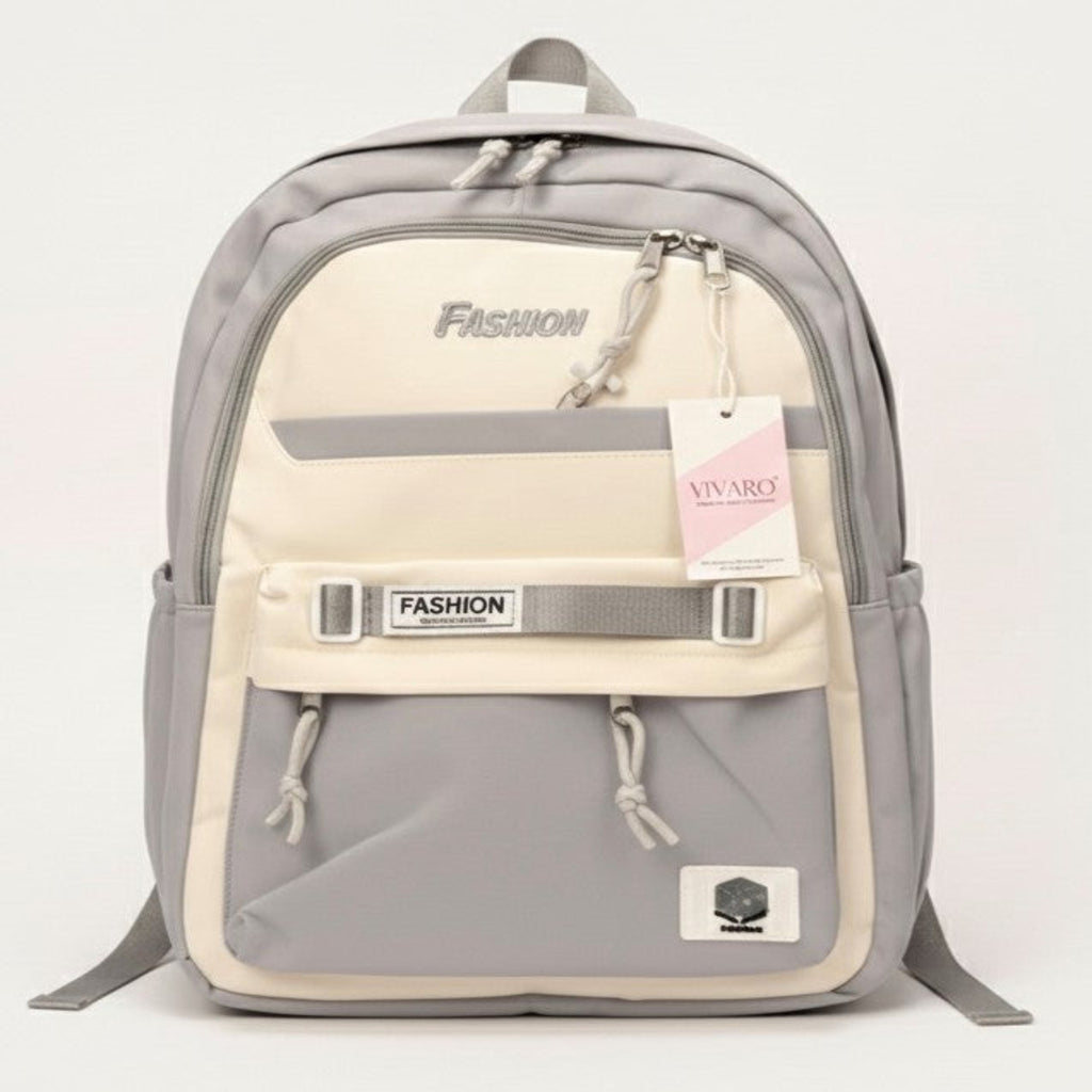 Viyaro Aesthetic Two-Tone Grey Canvas Backpack