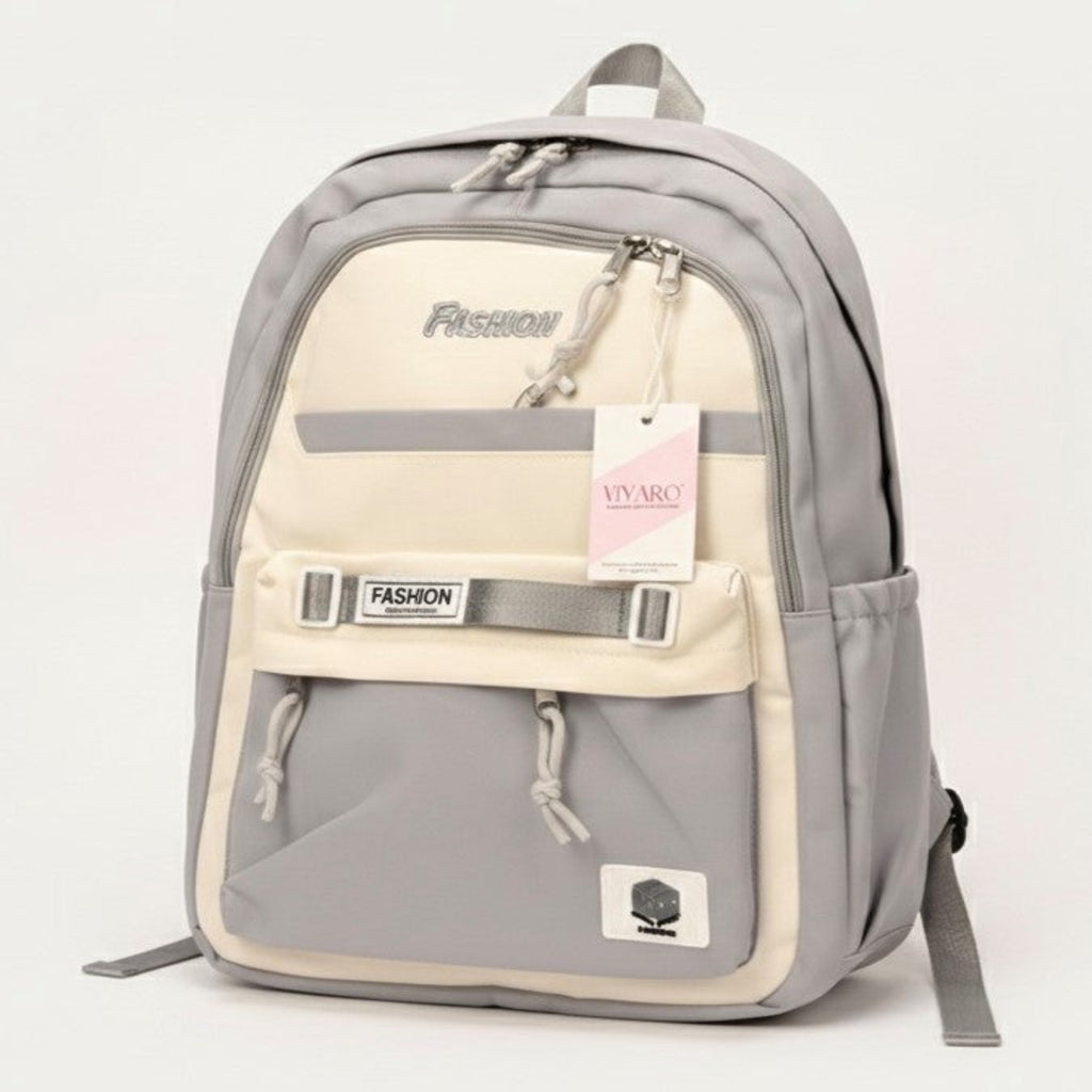 Viyaro Aesthetic Two-Tone Grey Canvas Backpack