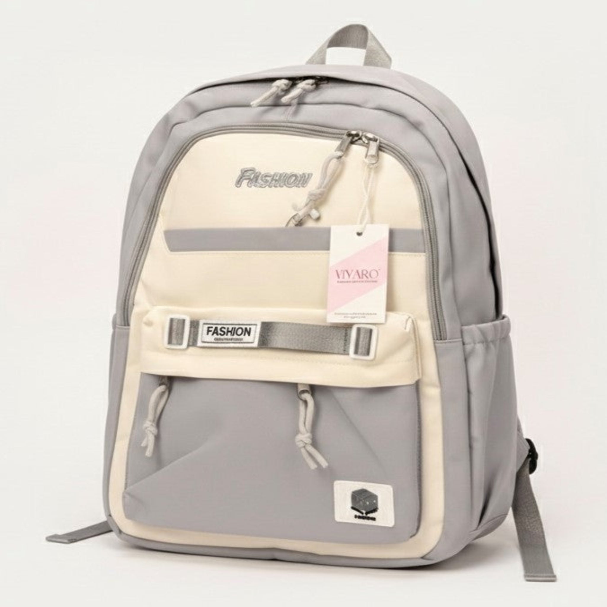 Viyaro Aesthetic Two-Tone Grey Canvas Backpack