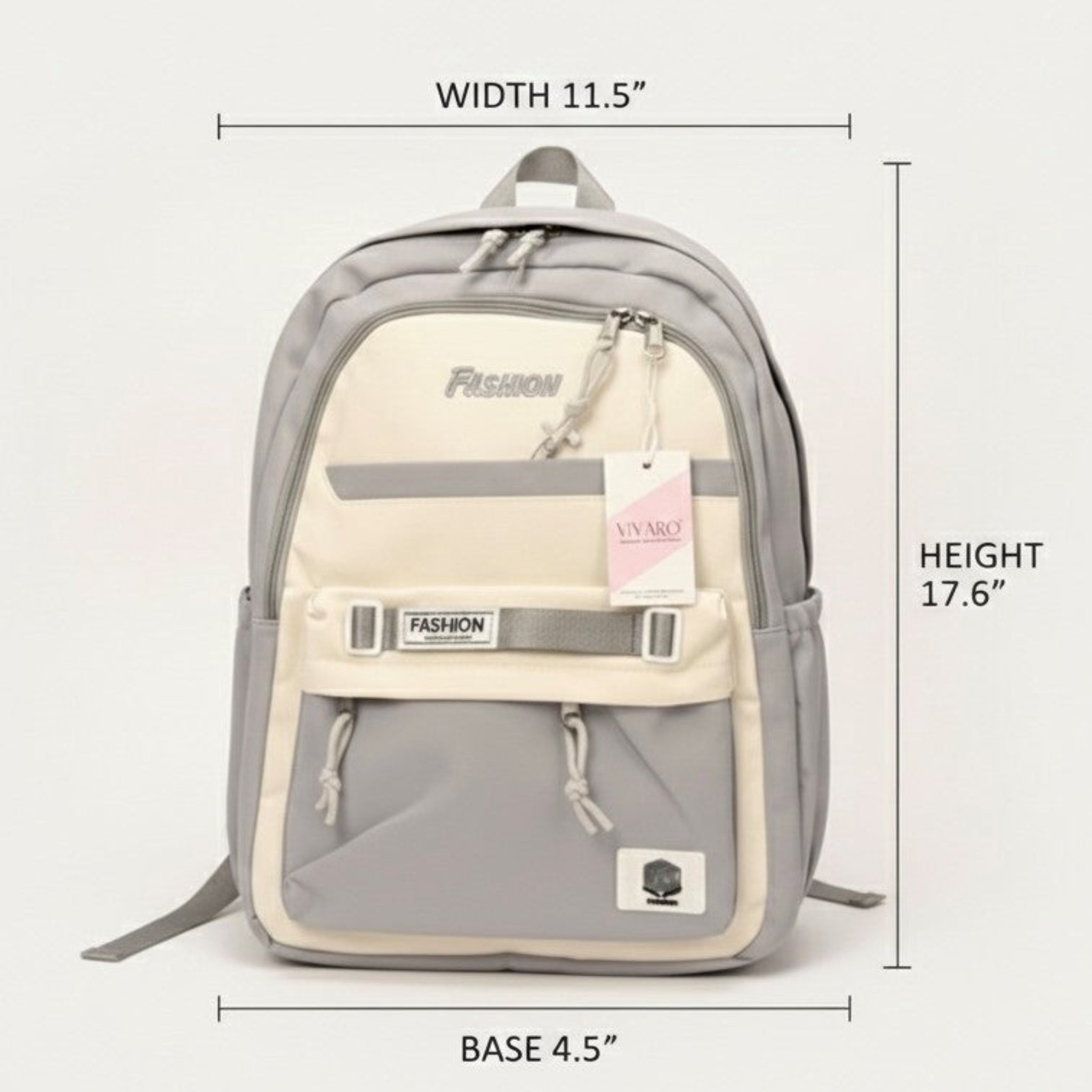 Viyaro Aesthetic Two-Tone Grey Canvas Backpack