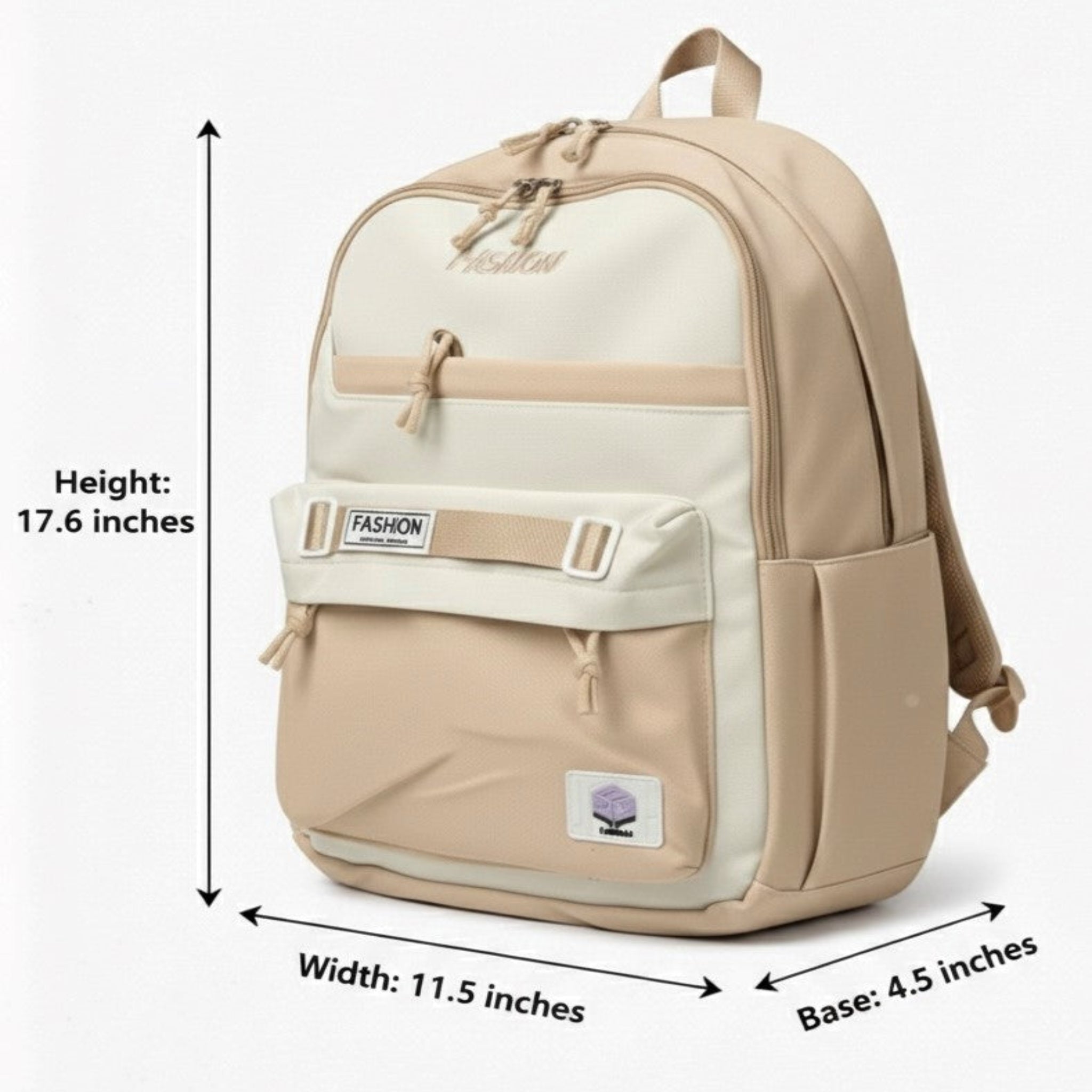 Viyaro Aesthetic Two-Tone Beige Canvas Backpack