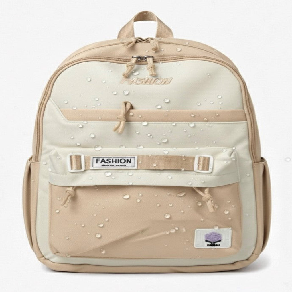 Viyaro Aesthetic Two-Tone Beige Canvas Backpack