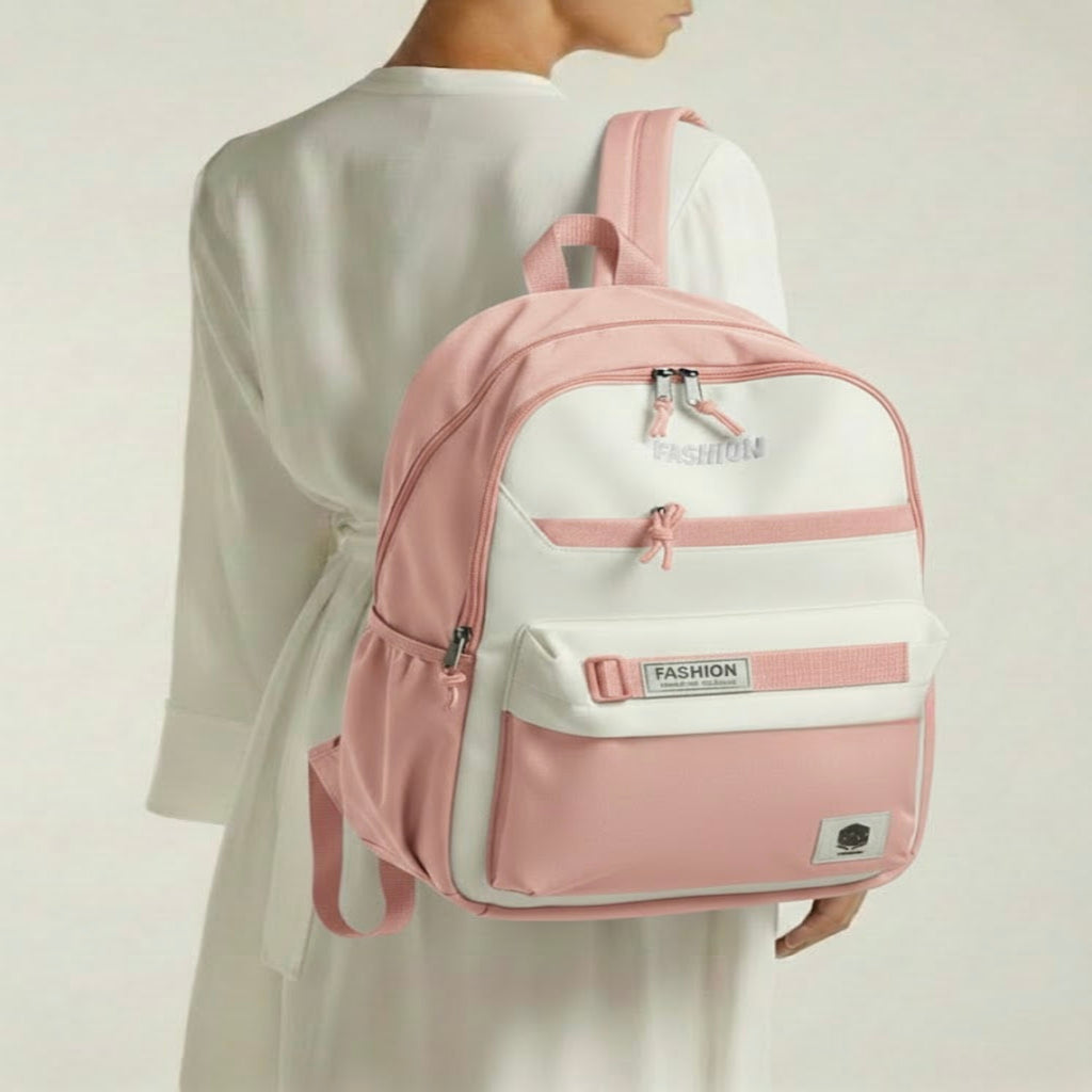 Viyaro Aesthetic Two-Tone Pink Canvas Backpack