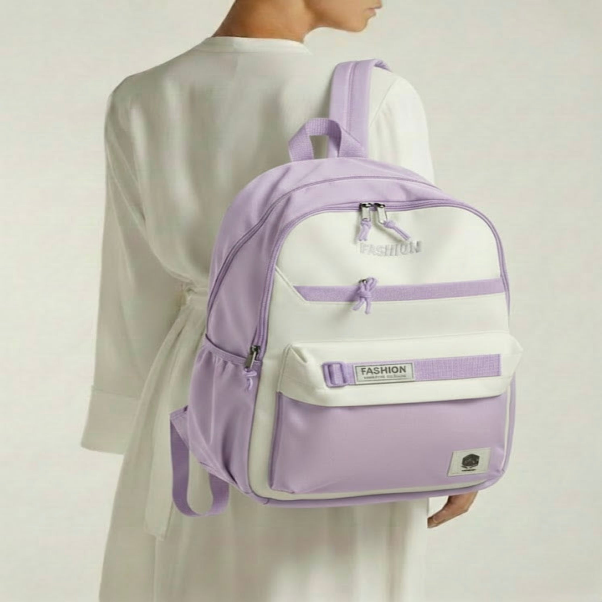 Viyaro Aesthetic Two-Tone Lavender Canvas Backpack