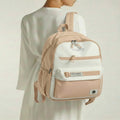 Viyaro Aesthetic Two-Tone Beige Canvas Backpack
