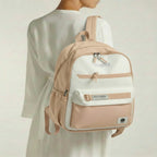 Viyaro Aesthetic Two-Tone Beige Canvas Backpack