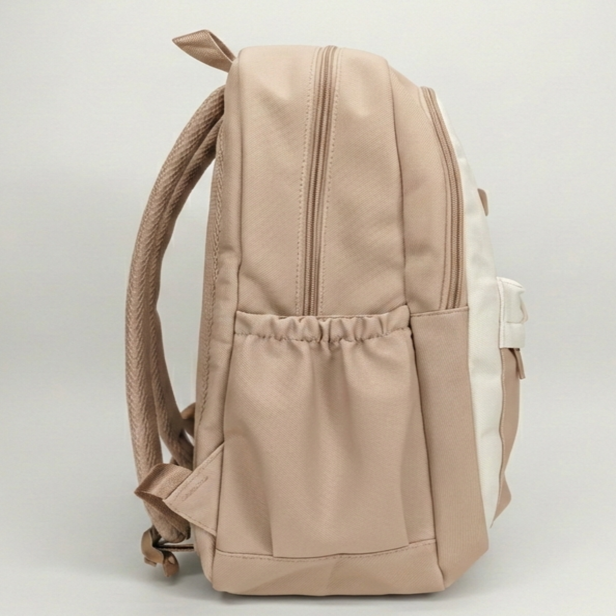 Viyaro Aesthetic Two-Tone Beige Canvas Backpack