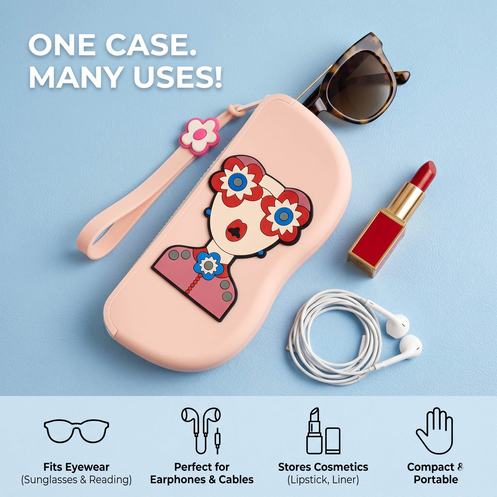 Chic Pop-Art silicon aesthetic Sunglass Case & Multipurpose Travel Pouch