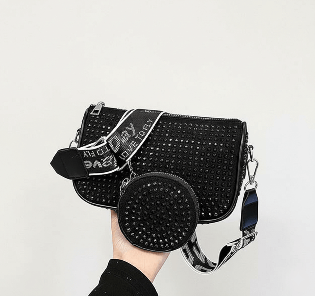 Rhinestone Sling Bag & Coin Pouch Set