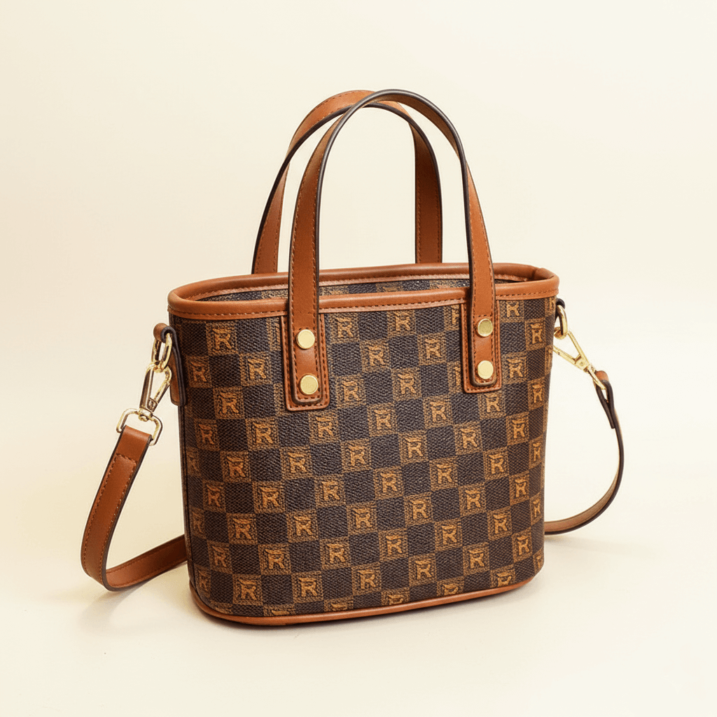 Classic Top Handle Crossbody Bag with Round Gold Accent