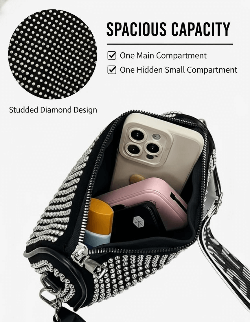 Rhinestone Sling Bag & Coin Pouch Set