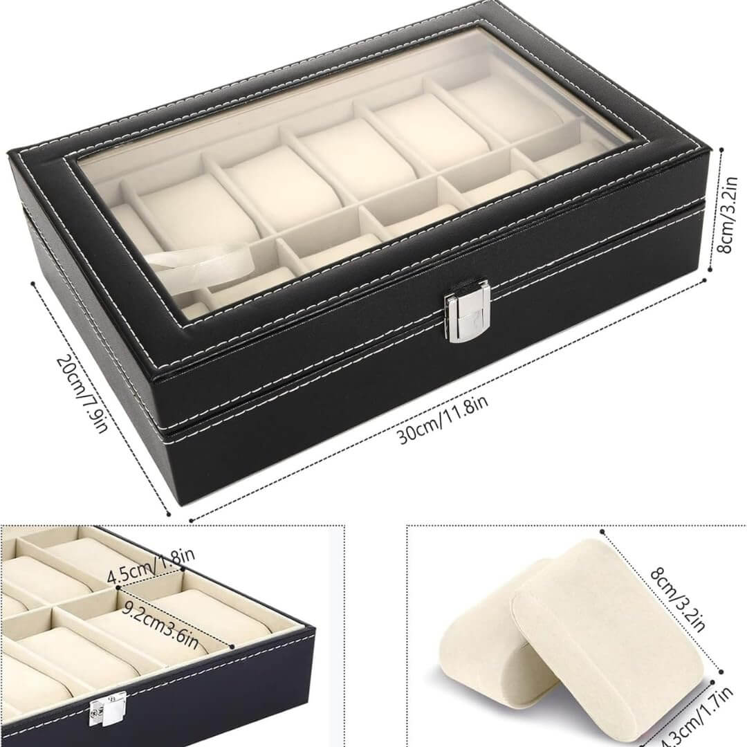 Premium 12-Slot Watch Storage Box